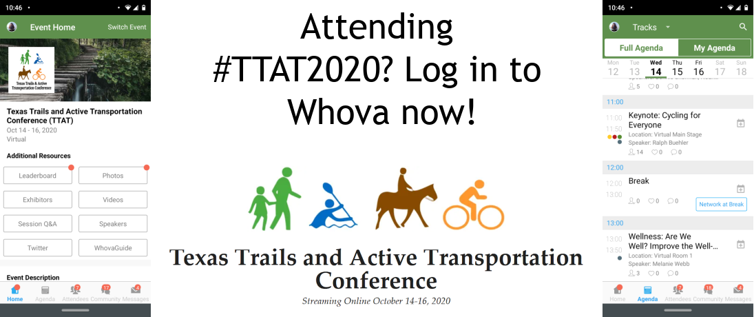 TTAT2020 Attendees Log In To Whova Now BikeTexas   Whova Signup For Slider 